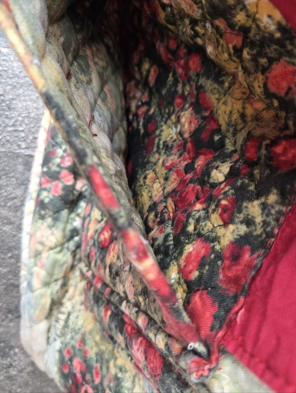 Quilted Floral Tote Bag With Zippered Pouch in Multicolor Handmade